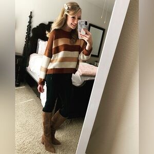 Pink Lily Boutique Cropped Stripe Sweater